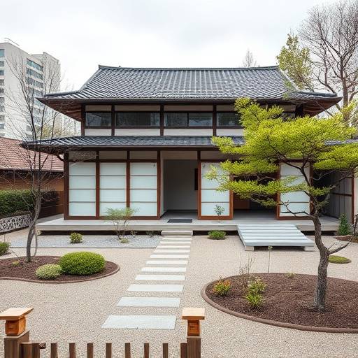 After: A beautifully restored Japanese house with a minimalist garden and modern updates to the structure.